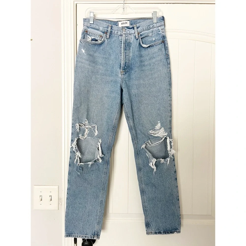 AGOLDE Fen Cropped Straight-Leg Jeans in Wander Wash - Picture 6 of 12